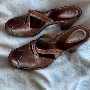 Clark’s brown, strapped, sandal heel, size 7